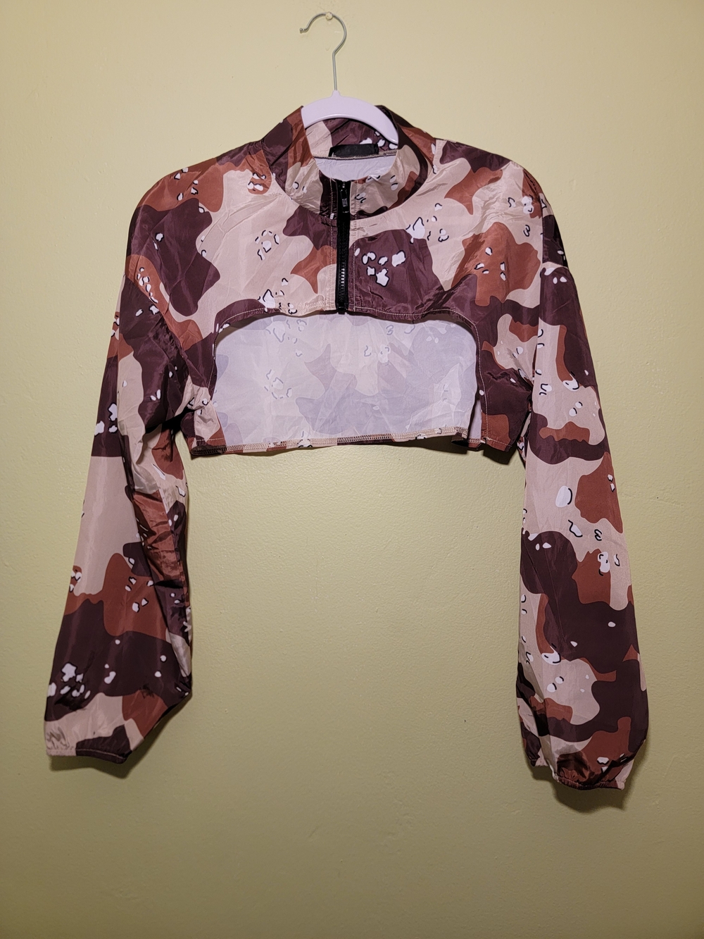 SHEIN Brown and White Camo Print Jacket